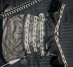 VINTAGE BABYDOLL Sheer Black Lace Top