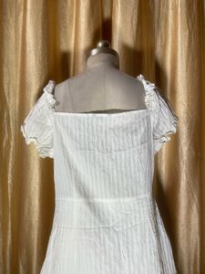 White Puff Sleeve Tie Front Mini Dress