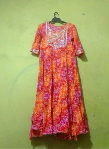 Bandhani Long Dress For Womens