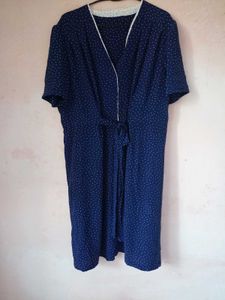 Navy Polka Dot Wrap Dress