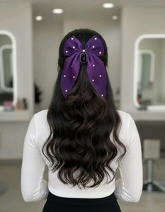 Purple Pearl Hair Bow and Scrunchie Set