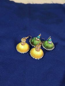 Handmade Silk Thread Jhumka Earrings