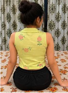 Lime Green Floral Sleeveless Top