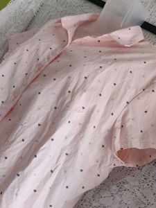 Cute Pink Polka Dot Button-Up Shirt