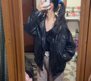 Classic Black Faux Leather Jacket
