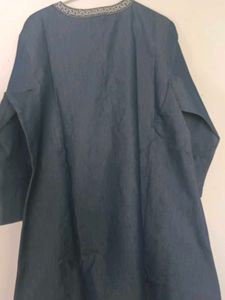 Embroidered Denim Kurta