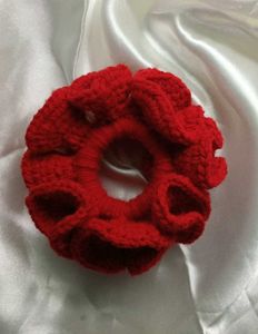 Handmade Red Crochet Scrunchie