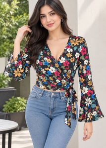 Floral Wrap Top
