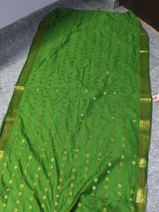 Vibrant Green duptta with Gold Dots