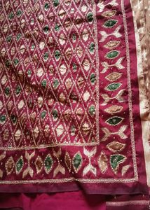 Maroon Embroidered Silk Saree