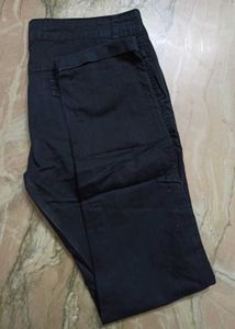 Black Semi Formal Cotton Lycra Blend Pants