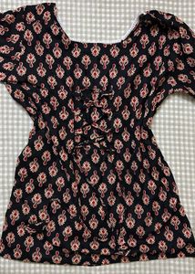Black Printed Kurta[Adjustable Waist]