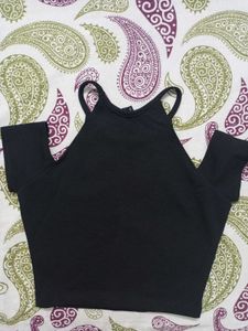Black Cold Shoulder Crop Top