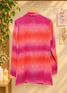 Vibrant Ombre OWomen’s Stylish Printed Long Shrug/