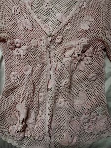 Pink Crochet Flower Cardigan