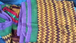 Nice Yellow Green Brown Colour Saree