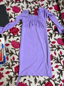 Lavender Puff Sleeve Bodycon Dress