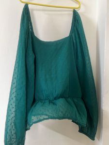 Emerald Green Peplum  Blouse from Only