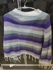 Striped Fringe Knit Sweater