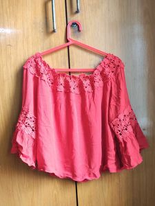 Red Off-Shoulder crop Top