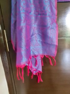 Vibrant Purple &amp; Pink Banarsi Silk Stole