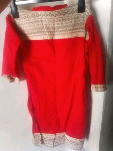 Vibrant Red Kurti with Elegant Print
