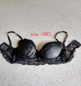 Black Faux Leather Bra