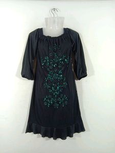 Black With Green Sequence Dress (Women's)