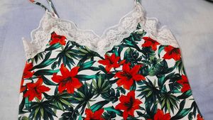 Floral Cami Top with Lace Trim