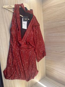 ZARA FESTIVE EDITION Sparkling Red Sequin Dress