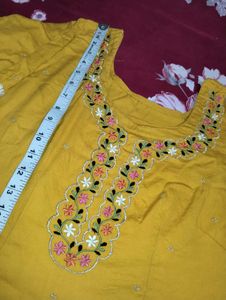 Embroidered Yellow Kurta