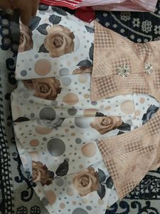 Girls Rose Print Dress with Vest
