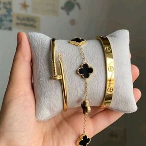 Elegant Clover &amp; Nail Bracelet