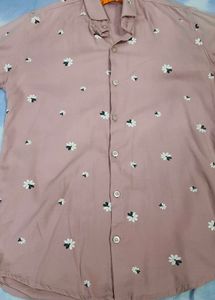 Men's Pink Floral Print Casual Shirt