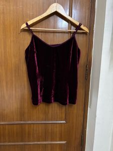 Velvet Wine Spaghetti Strap Top