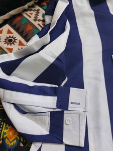 Blue &amp; White Striped Button-Up Shirt
