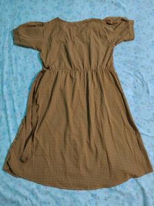 Mustard Polka Dot Button-Up Dress
