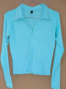 Ribbed Collar Top