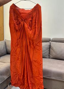 Elegant Orange short blouse and skirt with shrug