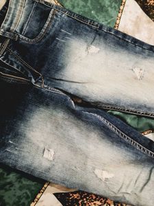 Stylish Distressed Blue Denim Jeans