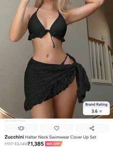 Black Halter Neck Swimwear Cover Up Set