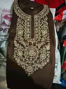 Elegant Brown Embroidered Kurta Set