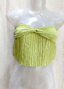 Lime Green Pleated Strapless Top