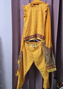Yellow Printed Co-ord Set (with Dupatta)