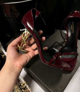 YSL Maroon Strappy Heels