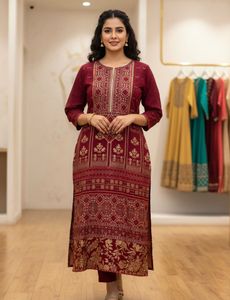 🆕W Maroon Kurta with Stunning Sleeves