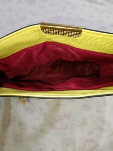 Guess Yellow Textured Handbag