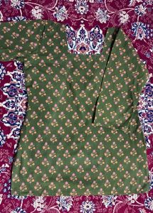 Green Floral Print Kurta