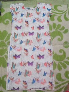 White Butterfly Print Kurta