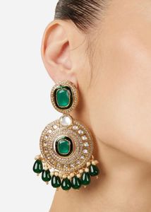 Stunning Emerald &amp; Gold Dangle Earrings